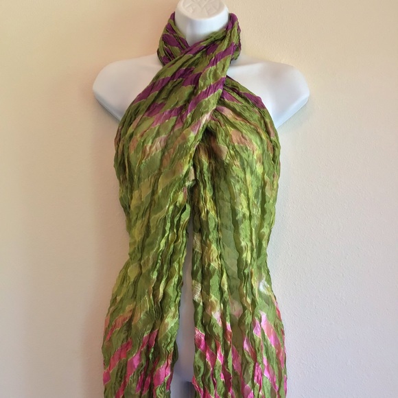 New Green Striped Beach Scarf Wrap Pareo Curtain - Picture 8 of 11